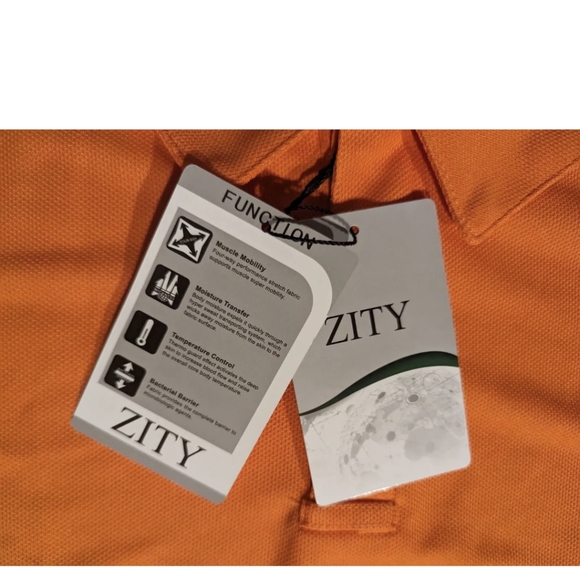Zity Mens Polo Size XL Bright Orange NWT High Function Temp Control Muscle Move - Picture 6 of 16